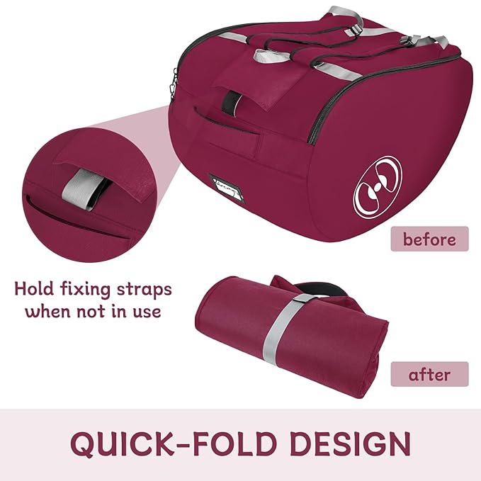 YOREPEK Padded Gate Check Stroller Bag Fits for Doona Car Seat Stroller with isofix Base, Sturdy Stroller Bag Backpack with Lockable Zipper, Foldable Stroller Cover for Airplane Travel, Wine Red