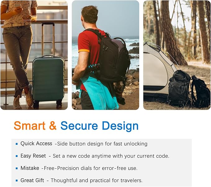 2 PCS TSA Locks for Luggage, Small Combination Lock,Luggage Locks TSA Approved, for Locker Lock, Travel Suitcase, Gun Case, Backpack Zipper, Ammo Can, with 2PCS Spare 007 Master Key