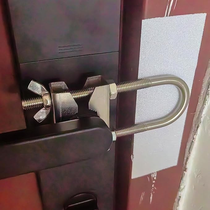 Portable Door Lock for Travel, Heavy Duty Security Lock for Outward Opening Doors, Adjustable Stainless Steel Safety Device for Hotel Room/Home/Apartmen