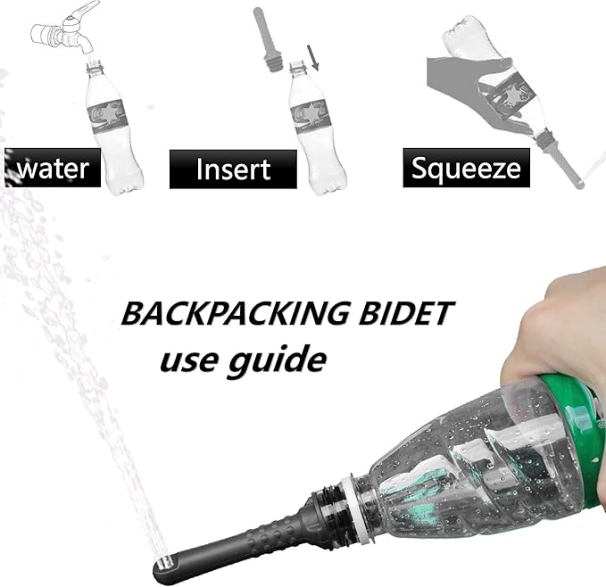 2PCS-Pack 300ml Travel Bidets Bottle Blue+ Black Backpacking Bidet Camping Bidets,Portable Bidet , 10.6oz Peri Bottle - Postpartum and Perineal Care