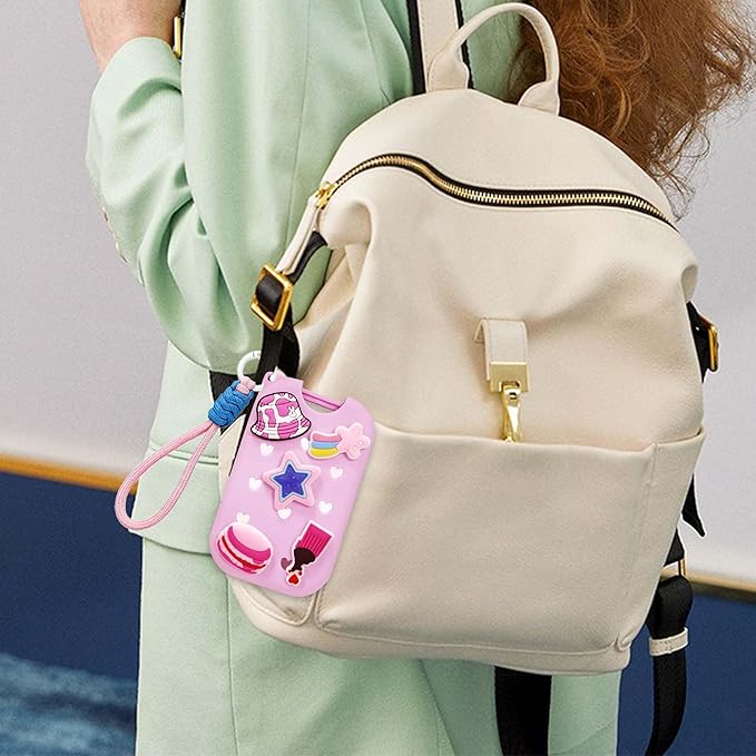 Refillable Hand Sanitizer Spray Bottle - 1oz / 50ml Leakproof Empty Spray Bottle with Silicone Case, Funnel & Clip,Portable Mini Travel Sanitizer Holder for Purse, Pocket, Gym Bag