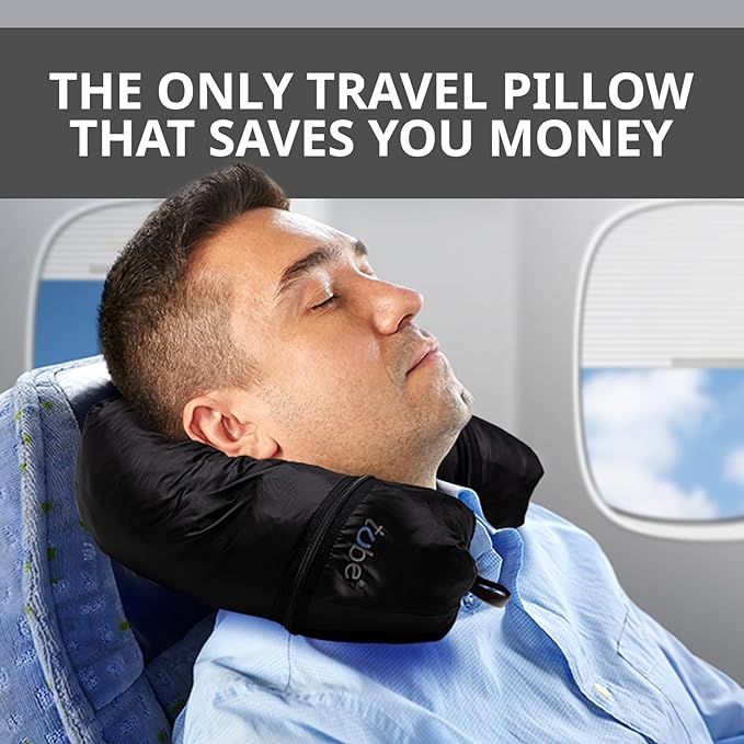 TUBE Travel Neck Pillow Stuffed with Clothes - Extra Carry On Storage for Flights - Avoid Baggage Fees - Splashproof Neck Pillow for Airplane Travel | Stuffable Travel Pillow for Women & Men