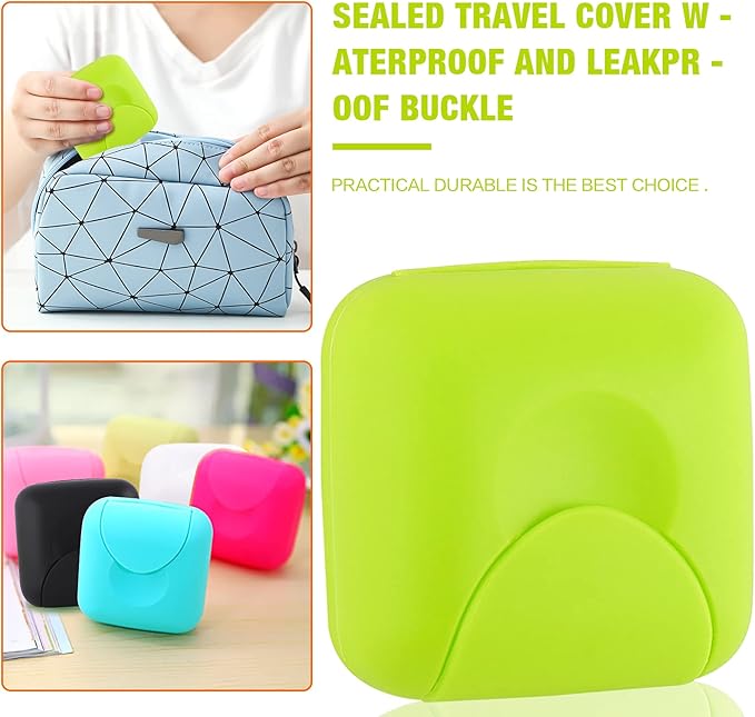 2 Pcs Small Size Plastic Soap Case Holder Container Box Home Outdoor Hiking Camping Travel,2.75 * 2.75 * 1.65 inch Lime Green