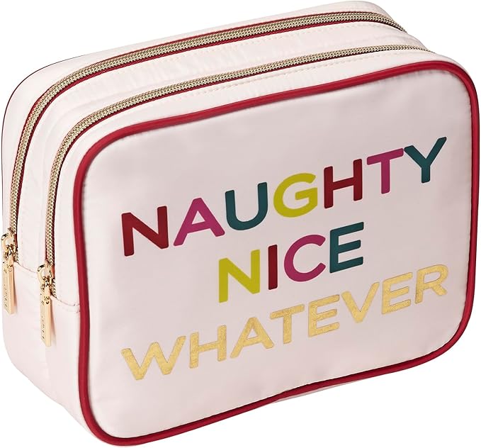 Conair Travel Double Zip Organizer - Toiletry Bag - Makeup Bag - Travel Makeup Bag - Makeup Organizer - Gifts for women - Light Pink