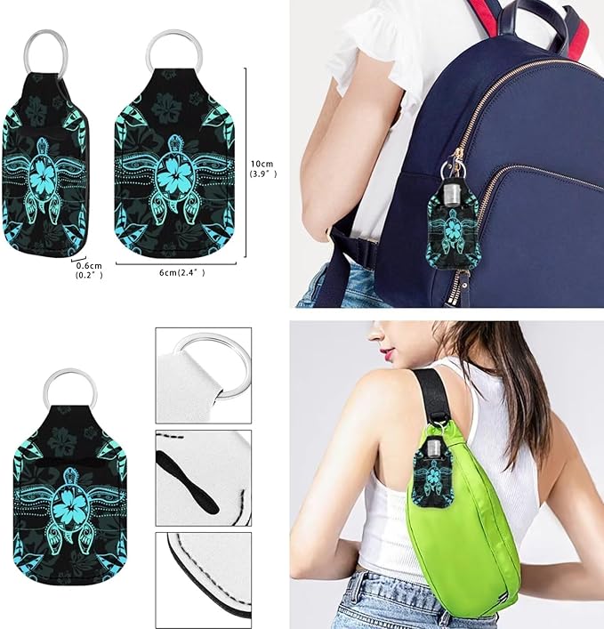 Suobstales 3Pcs Travel Bottles Keychain Holder Set,Travel Bottle Sleeves+Neoprene Chapstick Holders+Lanyard Keychain