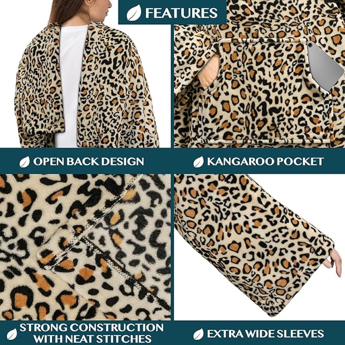 PAVILIA Blanket with Sleeves for Adult Women Men, Soft Warm Wearable Blanket Fleece Wrap Throw, Robe Blanket Gift