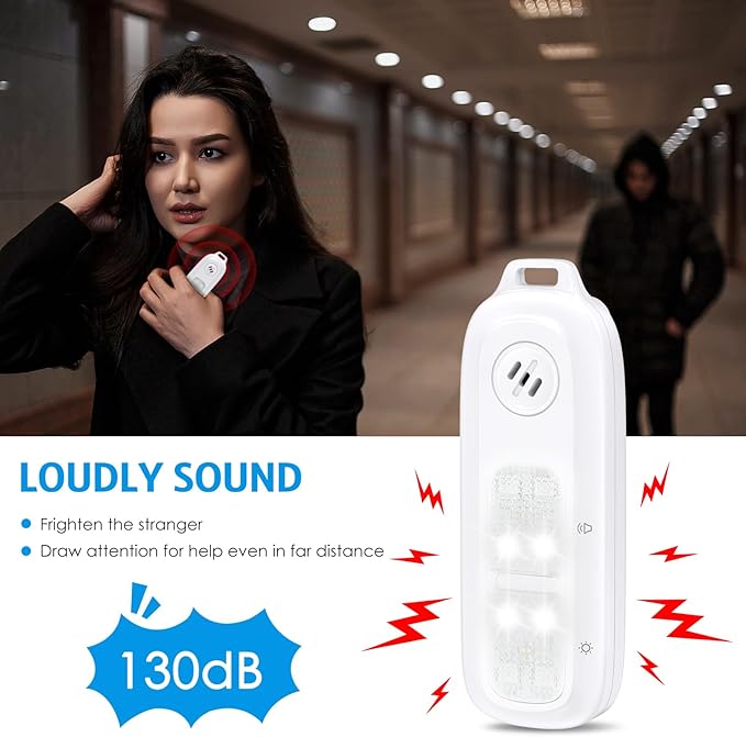 AMIR Personal Safety Alarm for Women, Rechargeable Clip On Flashlight, 130 dB Safe Sound Personal Alarm with Strobe Lights, Running Lights for Runners, 4 Light Modes