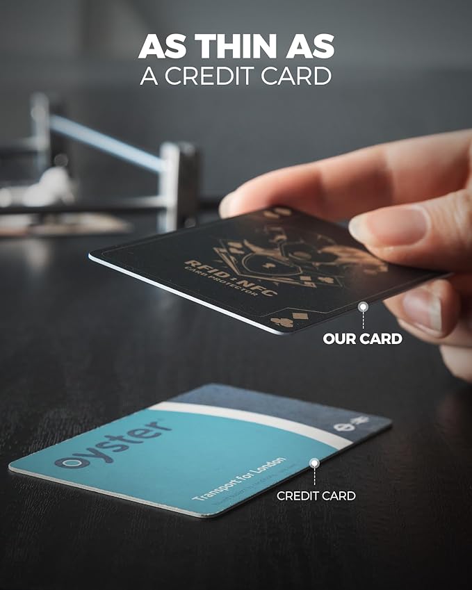 DUGRAFT 4 Pack RFID Blocking Cards Credit Card Protectors Anti-Theft Card Blocker NFC Contactless Protection for Entire Wallet, Travel Essentials, Art Deco