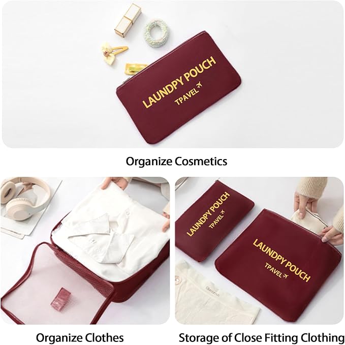 12 Set Packing Cubes for Travel Luggage Packing Bags Reusable Waterproof Suitcase Organizer Bags Set with Shoe Bag and Toiletry Bag (Grey+Wine Red)