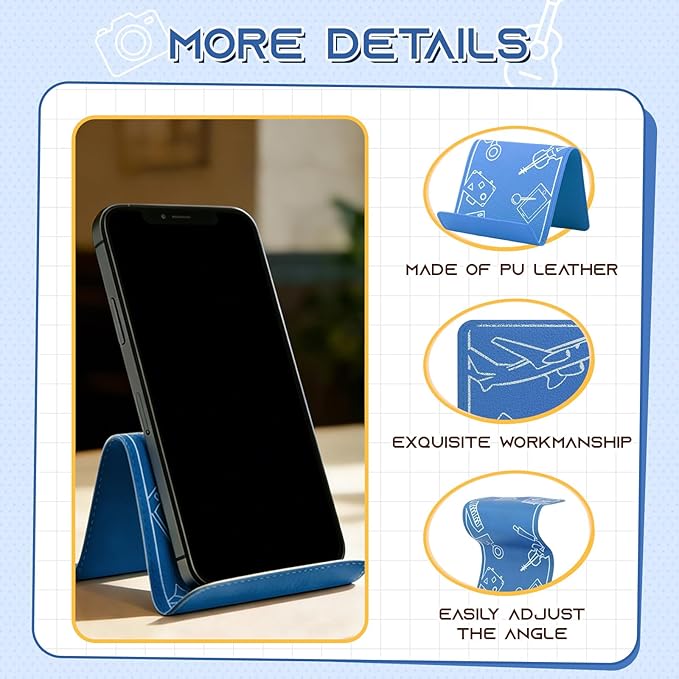 Airplane Phone Holder, Travel Essentials Flexible Phone Holder, Folding Cellphone Stand for Desk, Bed, Office, Treadmill - Airplane Gadgets for Long Travel Accessories(Blue)