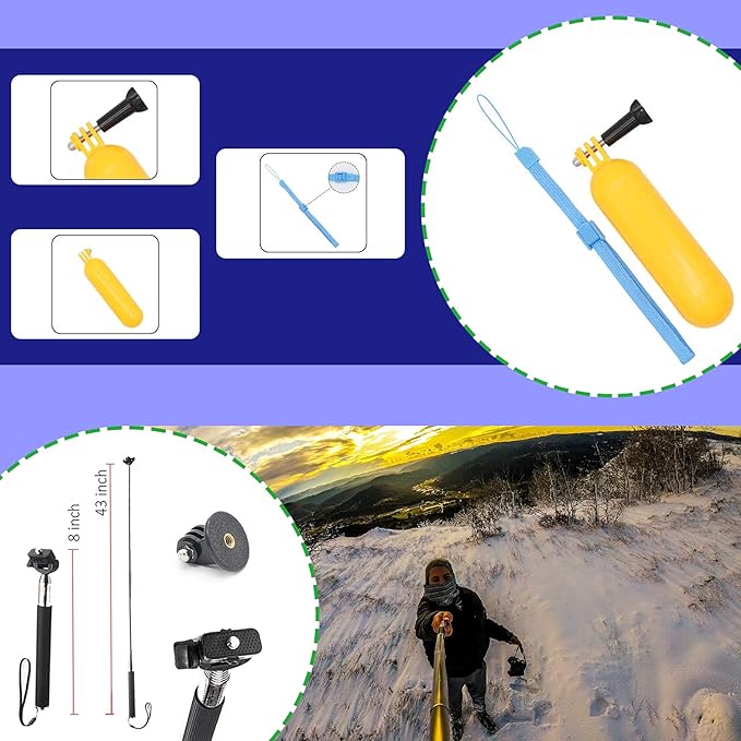 44 in 1 Action Camera Accessory Combo Kit -Compatible with Insta360 One X4,X3,X2，One R, X，for Gopro Here 10,11