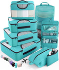 Veken 8 Set Packing Cubes for Travel Essentials, Suitcase Organizer Bags in 4 Sizes, Carry-On Luggage Accessories with Large Laundry Bag & Passport Holder, Must-Have for Airplane, Road Trip & Camping
