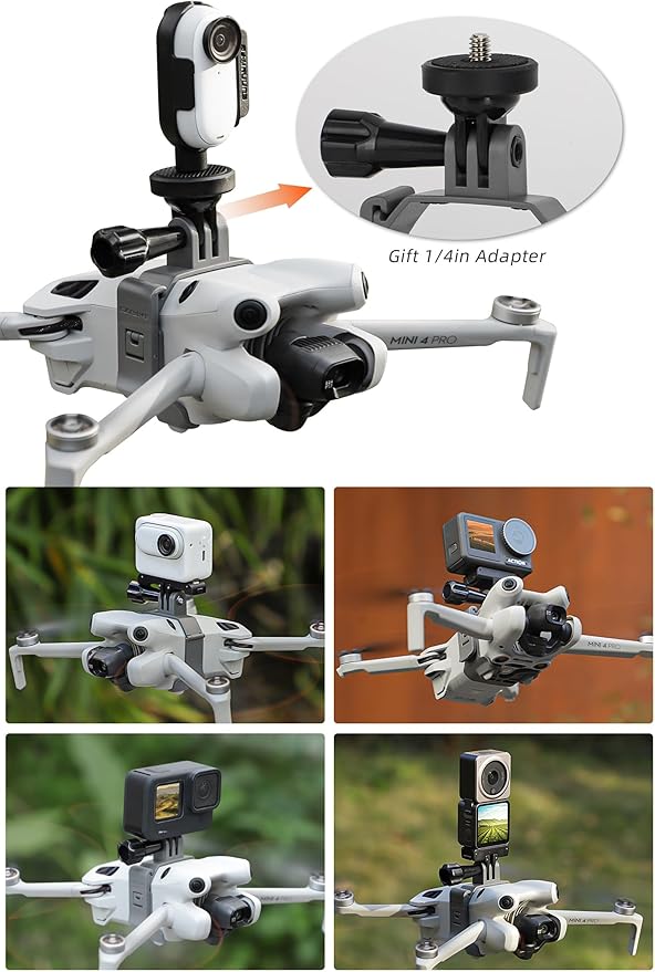 BTG DJI Mini 4 Pro Drone Action Camera Mount Holder for DJI OSMO Action 5 Pro 4 3/Pocket 3 2 /Fimi Palm 2 / Insta360 Go 3 3S/ONE X4 X3/ONE R/Night Light Sport Camera Mount