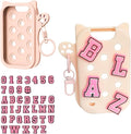 Hand Sanitizer Case with 36 Charms for Touchland, Compatible with Power Mist 1 FL Oz/30ML, Croc-Style Touchland case (Light Pink Alphabet Charms)