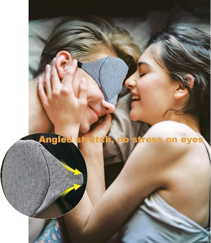 Fan Wu 100% Cotton Blackout Sleep Mask with Adjustable Nose Bridge for Women & Men – Light Blocking Eye Mask with Nose Wing Trim, Soft Breathable for Side Sleepers, Travel-Friendly Eye Cover