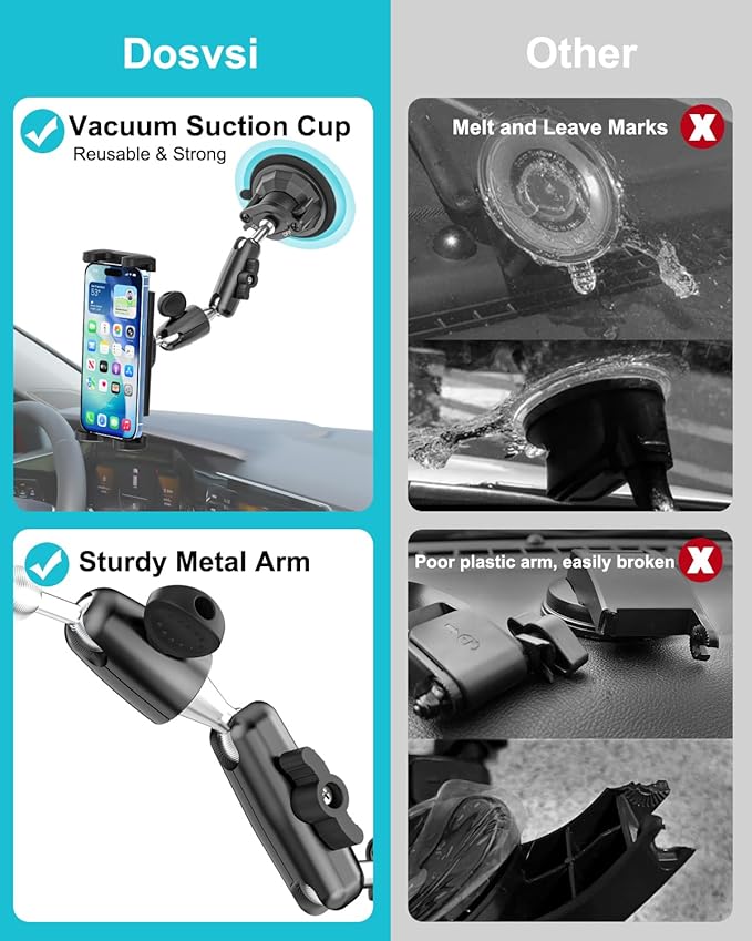 Pilot Phone Holder, [Ultra Suction Cup] Aviation Windshield Cell Phone Mount for Aircraft, 360° Metal Arm Airplane Window Stand for iPhone 17 16 15 14 Pro Max, Galaxy S A Z Fold, 4-13" Device