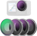 Neewer CPL & ND Filter Set Compatible with DJI Osmo Action 4/Action 5 Pro (4 Pack), Screw On CPL + ND8 + ND16 + ND32 Filter Kit Action Camera Accessories Multicoated HD Optical Glass, FL-A12