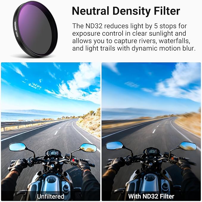 NEEWER Filter Set Compatible with DJI Osmo Action 6 Only, 5 Pack CPL + ND 32 + UV + LPR + Black Diffusion 1/4 Multicoated HD Optical Glass Snap On Lens Filters, Action Camera Accessories, FL-B4