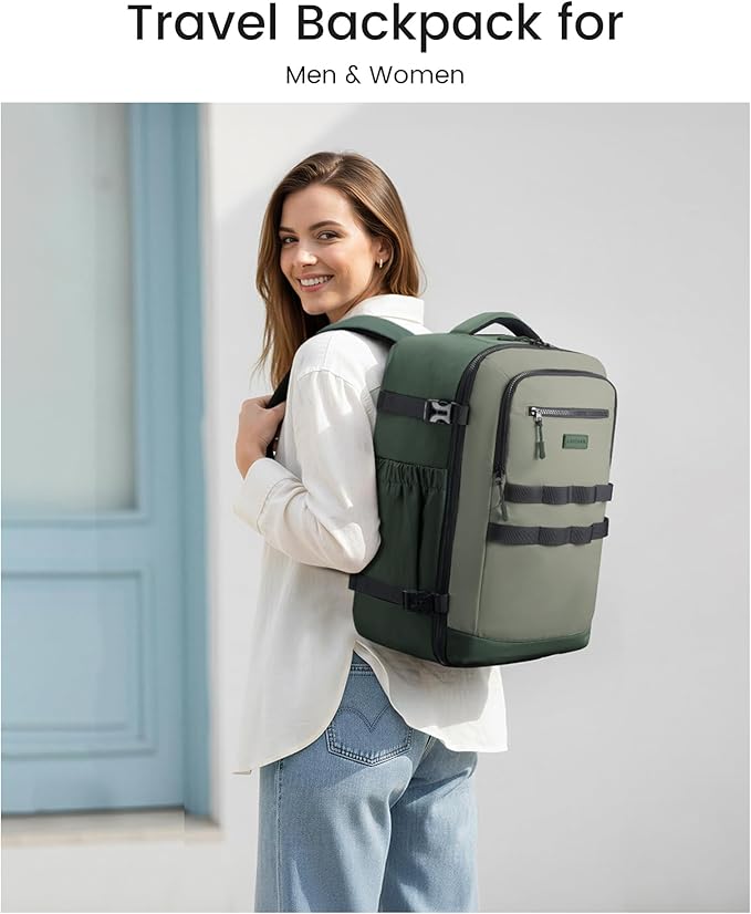 LOVEVOOK 42L Travel Backpack for Women & Men, TSA Approved Carry On Backpack with 3 Packing Cubes, Water-resistant Personal Item Bag Fits 17" Laptop, Travel Essentials Backpack for Trip