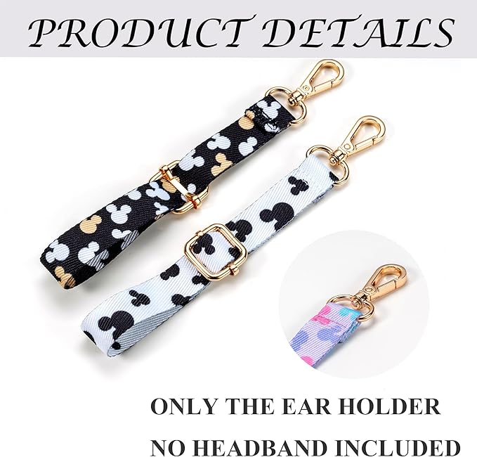 3PCS Mouse Ear Holder for Backpack Theme Park Trip Essentials Bag Charm Adjustable Keychain Lanyard Organizer Decor
