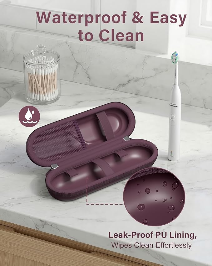 ProCase Toothbrush Travel Case for Oral-B/Oral-B Pro 1000 1500 5000 7000 7500 6000 9600/ Phlips Sonicare 4100 5100 1100 6100 5300 Oral-B iO Electric Toothbrush Portable Hard Container -Plum