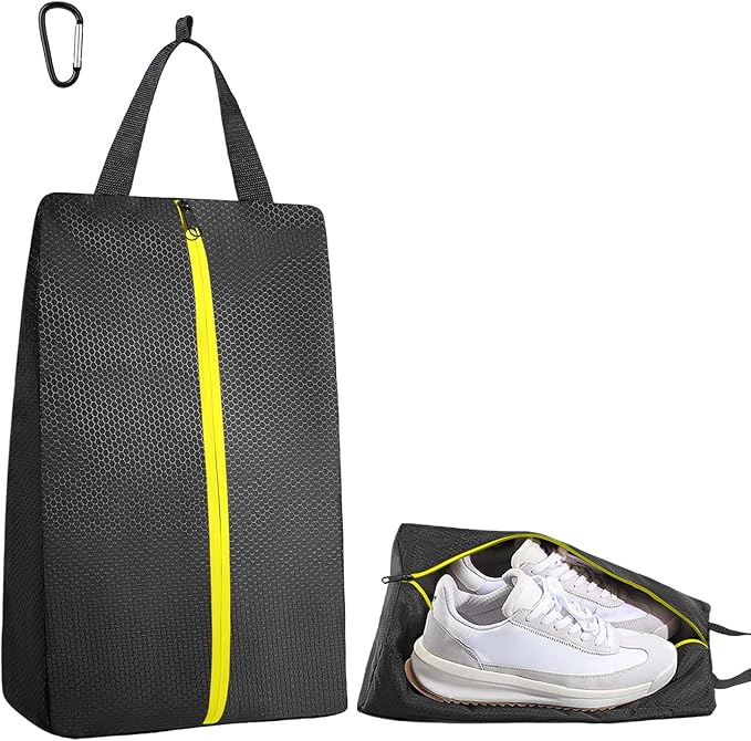 TOBWOLF Cleat Bags For Golf Smell Proof, Waterproof Golf Shoes Bag with Zipper & Handle, Large Capacity Fits Up To Size 14, Suitable as Sport Shoe Storage for Golf, Travel, Soccer, Gym, Running, Men