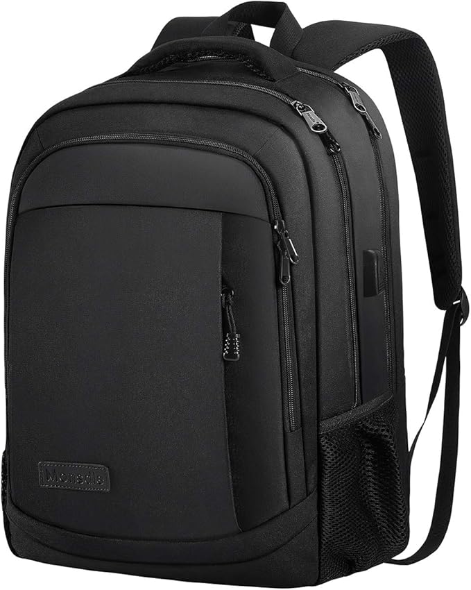 Monsdle Travel Laptop Backpack Anti Theft Backpacks with USB Charging Port, Travel Business Work Bag 15.6 Inch College Computer Bag for Men Women, Black | USB Charging Port, College Computer Bag