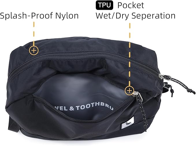 Travel Toiletry Bag 8L, Large Packing Cube with Waterproof TPU Wet/Dry Compartment
