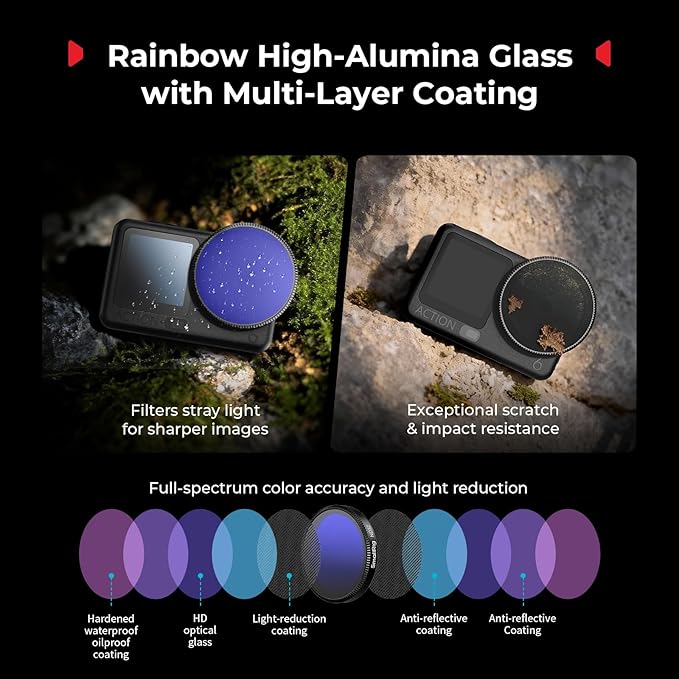 SmallRig ND32 Filter for DJI Osmo Action 6, Snap-On Polarizing Neutral Density Filter, with Lens Silicone Cover & Cleaning Cloth, HD Optical Glass/Multi-Coated - 6085