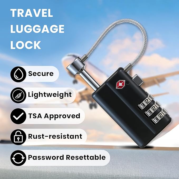 TSA Approved Gun Case Lock, Locks for Gun Cases, Pelican Gun case Lock, Child Safe & Cut Resistant Firearm Lock for Gun Case（2Pack