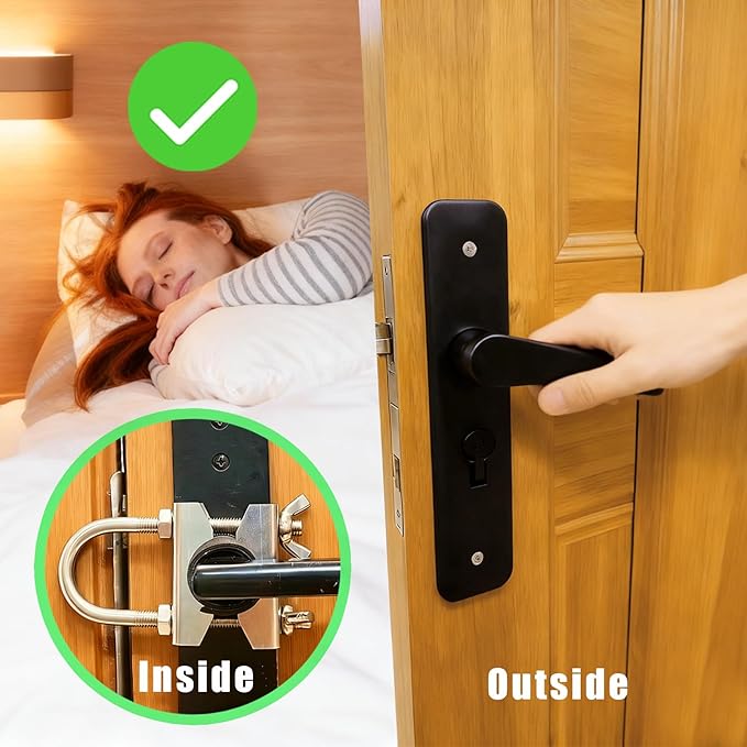 Portable Door Security Locks, Adjustable Heavy Duty Outward Opening Travel Stainless Steel Safety Device for Hotel Room, Home, Apartment