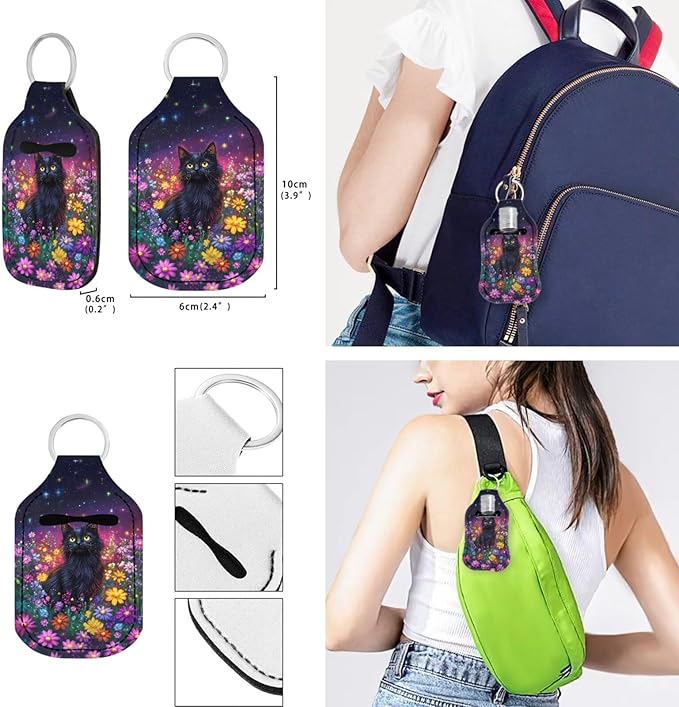 Suobstales 3Pcs Travel Bottles Keychain Holder Set,Travel Bottle Sleeves+Neoprene Chapstick Holders+Lanyard Keychain