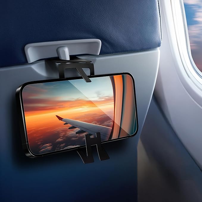 Airplane Phone Holder Mount for Travel – Airplane Essentials Cell Phone Holder for Desk - Compact, Credit Card-Sized Flying Essential Accessory for iPhone & Android Mobile Phones