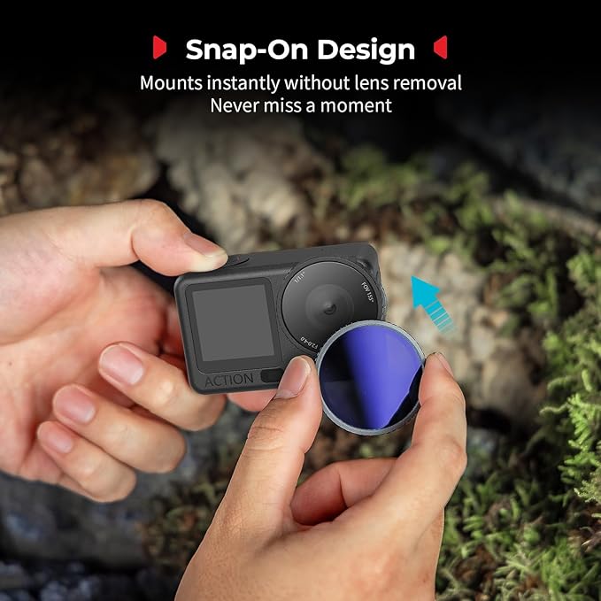 SmallRig ND32 Filter for DJI Osmo Action 6, Snap-On Polarizing Neutral Density Filter, with Lens Silicone Cover & Cleaning Cloth, HD Optical Glass/Multi-Coated - 6085