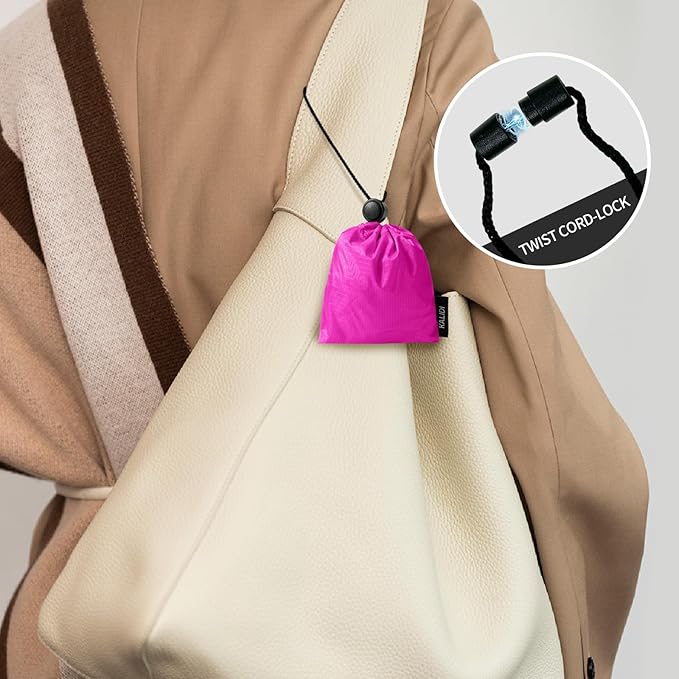 KALIDI Compact Tote Shopping bag Lightweight Foldable Tiny Reusable Grocery Shoulder Bag Crossbody