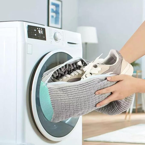 2 Pack Shoe Washing Machine Bag Shoe Washing Bag Shoe Mesh Laundry Bags Shoe Bags for Travel Reusable Shoe Cleaning Bag for All Shoe Sizes (Grey)