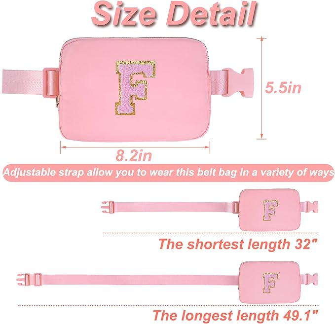 Uygafly Personalized Belt Bag for Women Girls - Fashion Mini Waist Packs with Adjustable Strap - Trendy Travel Fanny Pack Crossbody Bags with Initial Letter - Teen Gifts | Peach,F