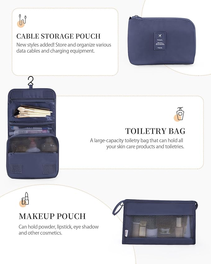 Anjing 11 PCS Packing Cubes for Suitcases Carry on, Space-Saving Travel Luggage Packing Organizers for Travel Essentials, Water-Resistant Luggage Suitcase Organizer Bags Set, Navy Blue