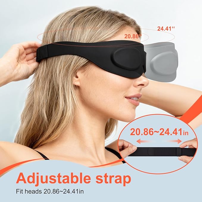 TSYL Travel Sleep Mask: Ultra Lightweight 3D Contoured Sleep Eye Mask Relieves Dry Eyes, Full Silicone, Compression-Proof Total Blackout Eye Cover for Daytime Sleep Side Sleep