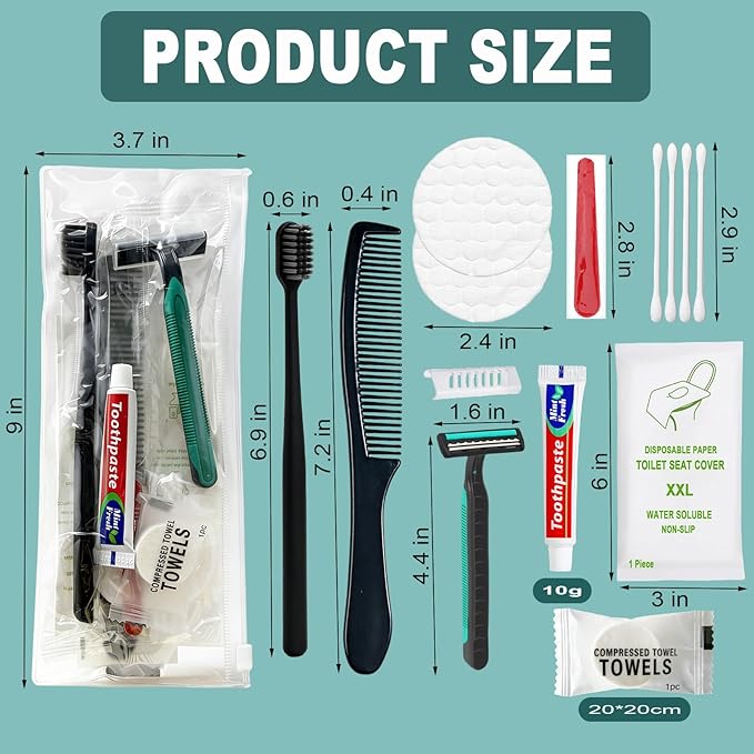 6 Sets Personal Hygiene Kit Bulk, Disposable Toothbrushes with Toothpaste, Comb, Shaving Razor, Face Towel, Cover, and Vanity Kit, Toiletry Kits Homeless Bulk Supplies for Women, Men, Travel, Homeless