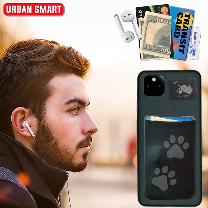 Phone Wallet - Adhesive Card Holder - Cell Phone Pouch - Stick on Lycra Pocket by Gecko - Carry Credit Cards and Cash