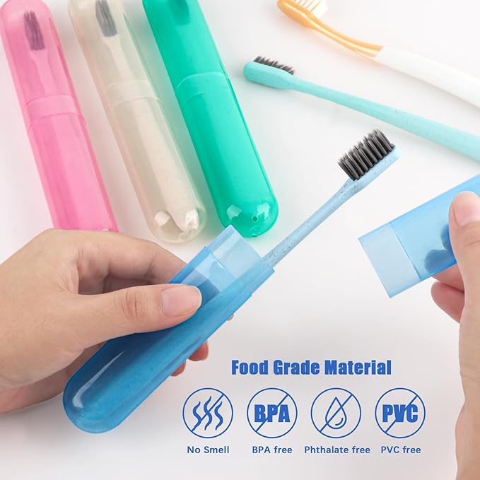 Hooqict 4 Pack Toothbrush Cases Travel Toothbrush Holder Portable Toothbrush Container Plastic Protector Cover Case for Traveling, Camping, Home, School, Business