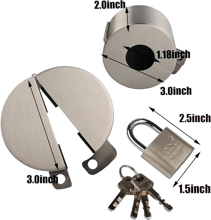 Door Knob Lockout Device with Padlock, Metallic Stainless Steel Locking Cover to Disable Doorknob, Prevents Turning of Door Knob and Access to Keyhole, Prevents Operating The Knob