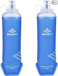 500ml Soft Flask, 2 Pack TPU Collapsible Soft Water Bottle for Hydration Pack & Running Vest, 17oz Compressible Flask Foldable Water Bottle for Running Hiking Cycling