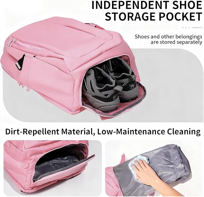 Travel Backpack for Women Men Carry on Backpack, Airline Approved Large Travel Bag Flight Approved Personal item, 15.6 Inch Laptop Backpack Casual Daypack for Weekender Business Hiking-PINK