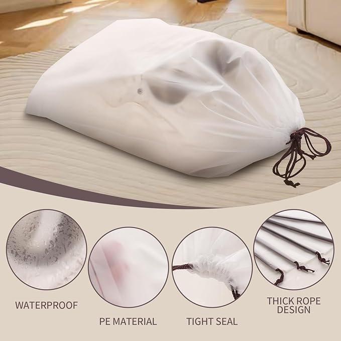 20 Pack Shoe Bags - 15.7" x 11.8" Clear Large Waterproof Portable Drawstring Shoe Storage Bags for Packing Travel Essentials