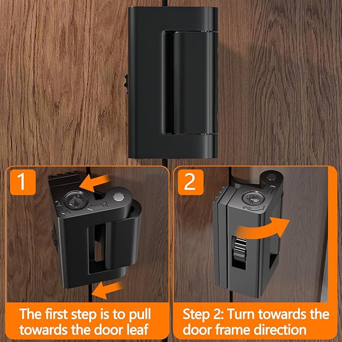 INIRET Black Adjustable Heavy Duty Zinc Alloy Portable Door Lock,Security Device for Enhanced Safety,for Home,Hotels,Travel,Apartments Prevents Unauthorized Entry,No Drill