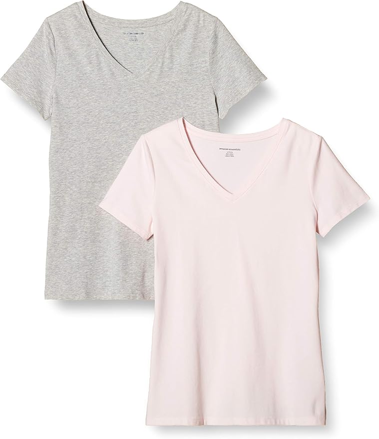 Amazon Essentials Women's Regular-Fit Short-Sleeve T-Shirt (Crewneck and V-Neck Options), Multipacks