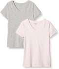 Amazon Essentials Women's Regular-Fit Short-Sleeve T-Shirt (Crewneck and V-Neck Options), Multipacks