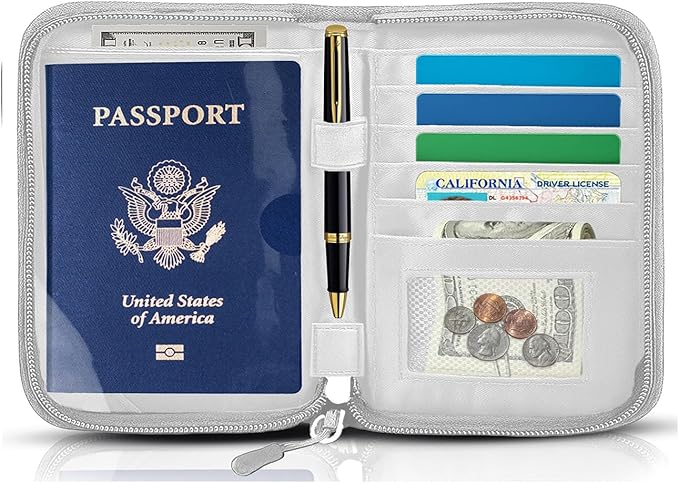 Passport Holder for Travel Essentials, RFID Blocking Protector Passport Wallets, Passport Document Organizer Case for Travel Must Have, Passport Book for Women, Couple, Family Cards, Tickets, ID, Cash